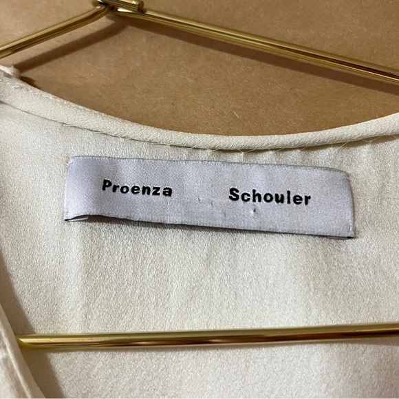 Proenza Schouler | Pleated Neck Split Back Top Snap Button Popover Blouse Size 4 - Picture 2 of 14